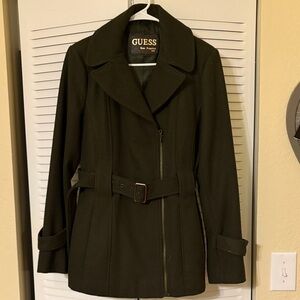 GUESS Women's Dark Olive Belted Trench Coat